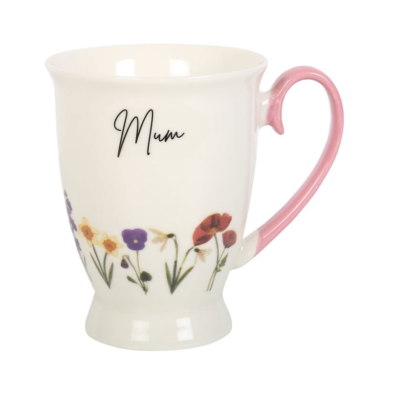 Mum Wildflower Pedestal Ceramic Mug - Dishwasher & Microwave Safe