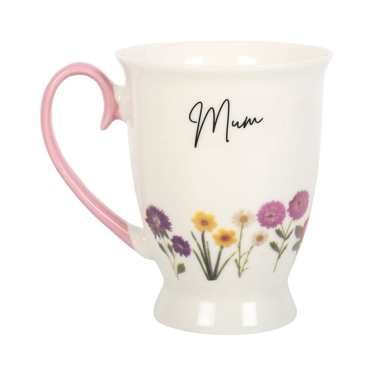 Mum Wildflower Pedestal Ceramic Mug - Dishwasher & Microwave Safe