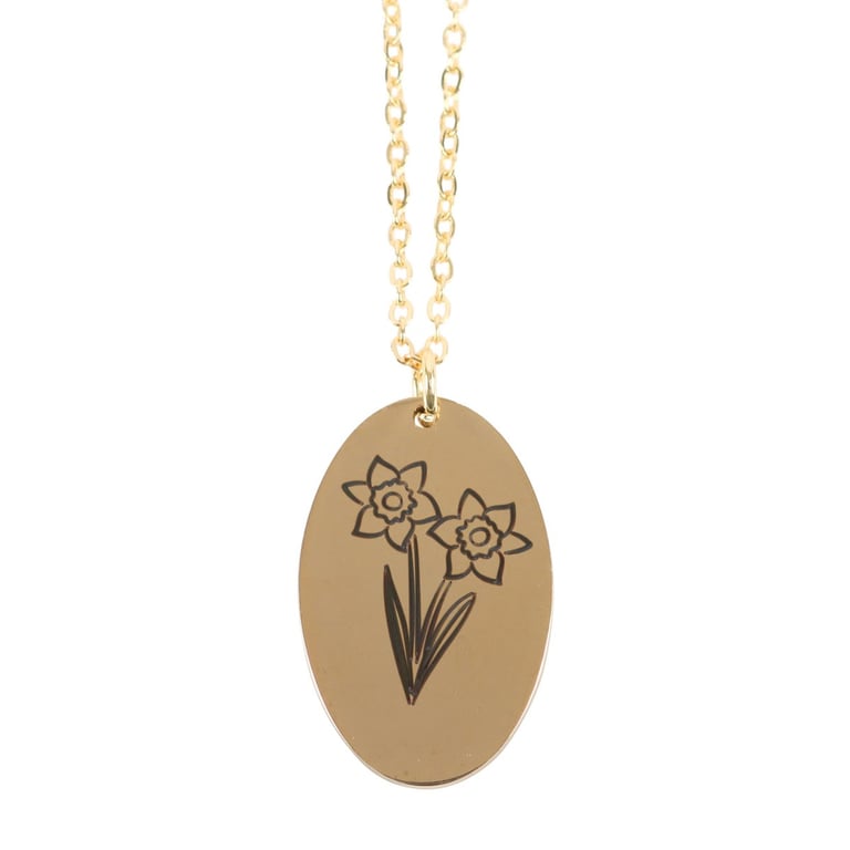 December Birth Flower Necklace Gift Card - Wildflower Design & Gold-Tone Charm