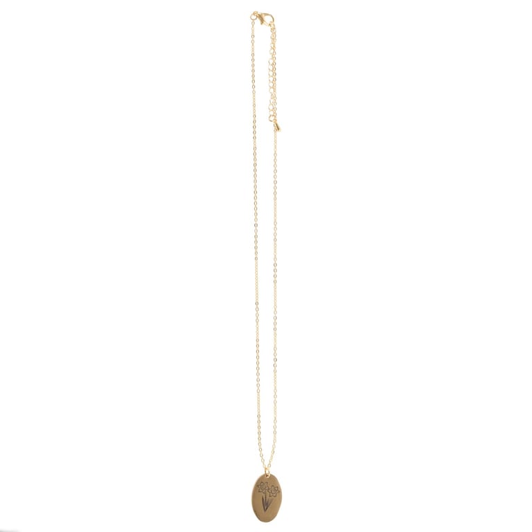 December Birth Flower Necklace Gift Card - Wildflower Design & Gold-Tone Charm