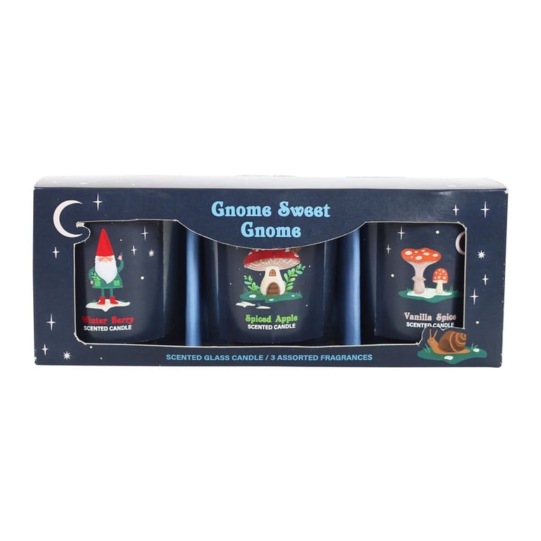 Gnome Sweet Gnome Winter Scented Candle Trio - Cozy Home Fragrance Set