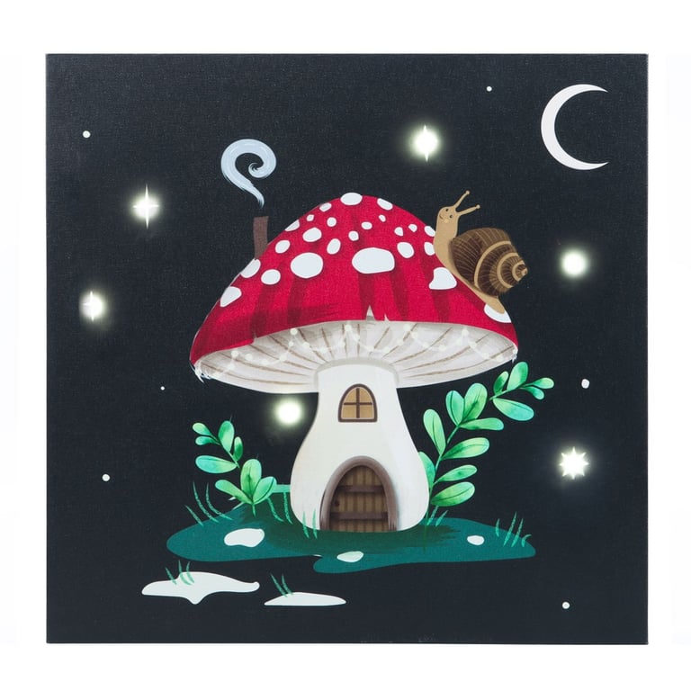 Gnome Sweet Gnome Light Up Canvas Plaque - LED Wall Art with Mushroom Home Design