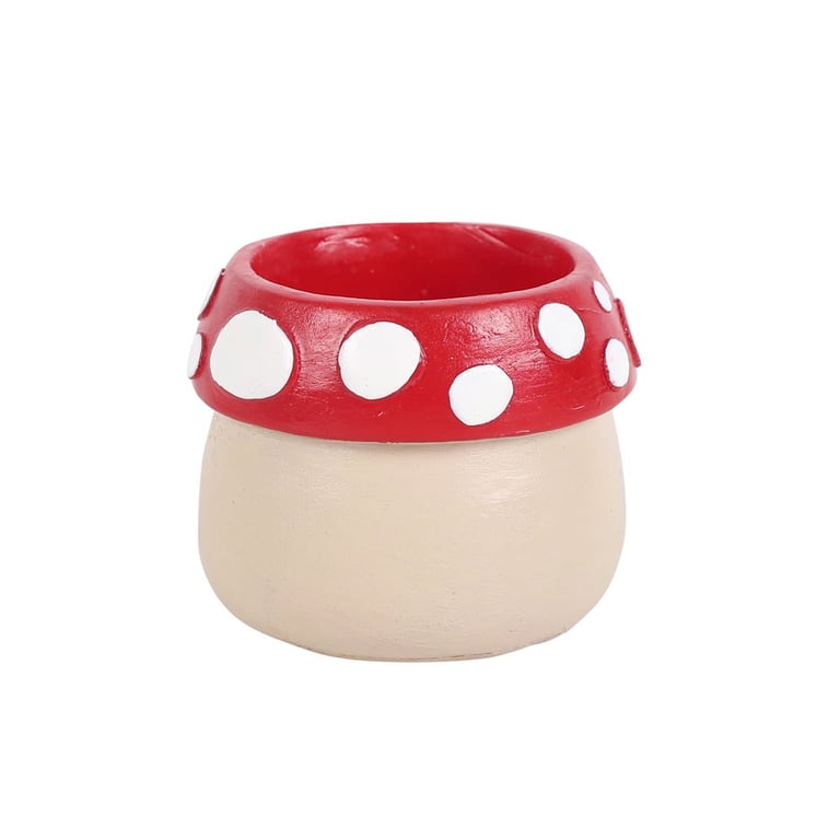 Mushroom House Resin Tealight Holder - Winter Forest Whimsy Decoration