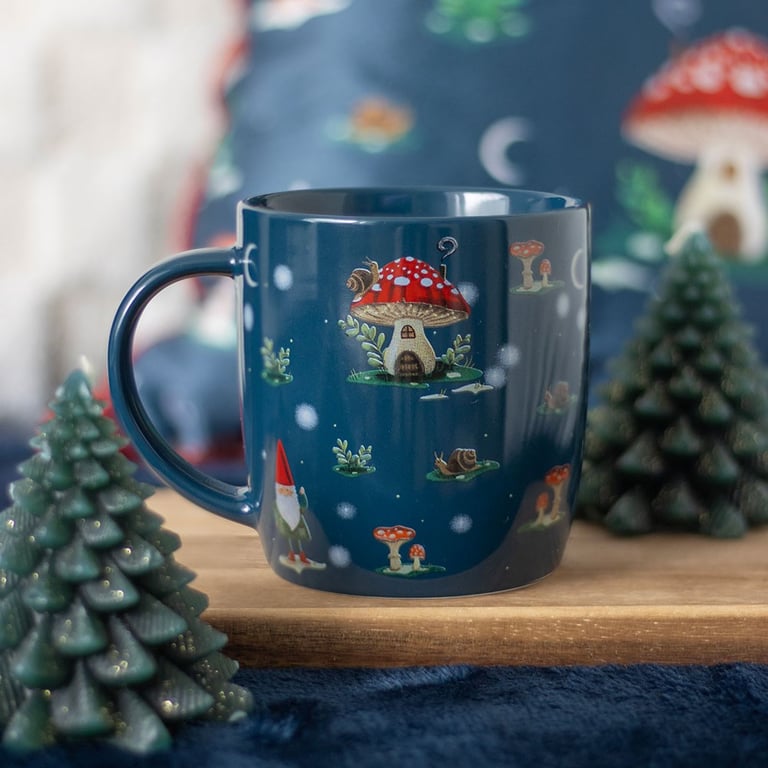Gnome Sweet Gnome Winter Forest Print Mug - Dishwasher & Microwave Safe, 350ml Capacity