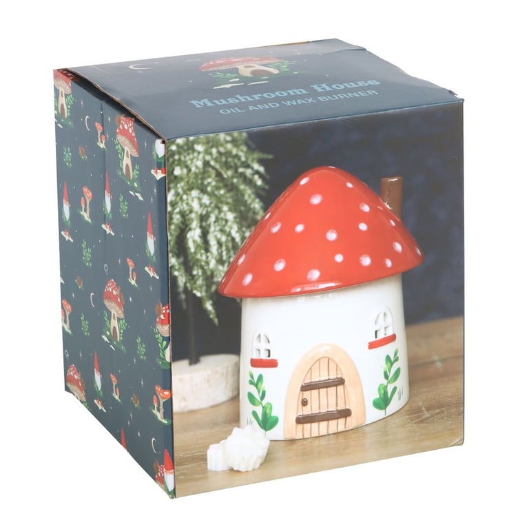 Mushroom House Oil Burner and Wax Warmer - Cozy Home Fragrance Decor with Winter Whimsy