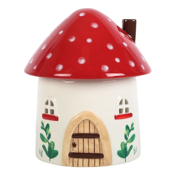 Mushroom House Oil Burner and Wax Warmer - Cozy Home Fragrance Decor with Winter Whimsy
