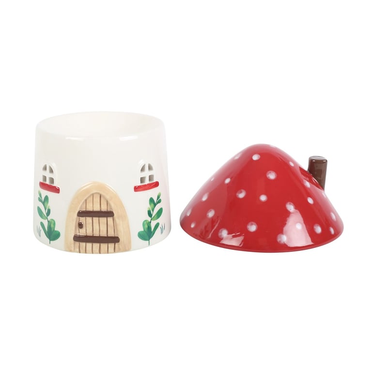 Mushroom House Oil Burner and Wax Warmer - Cozy Home Fragrance Decor with Winter Whimsy