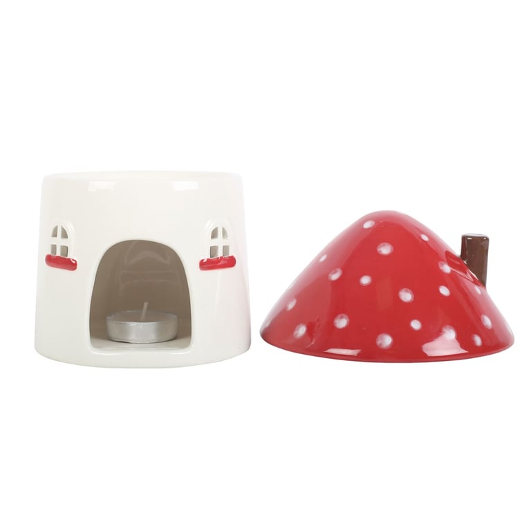Mushroom House Oil Burner and Wax Warmer - Cozy Home Fragrance Decor with Winter Whimsy