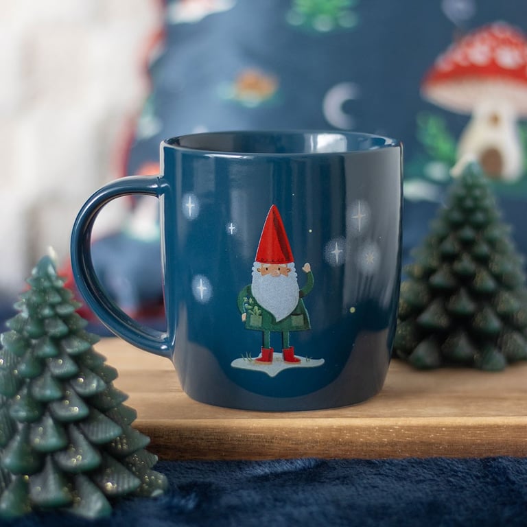 Navy Blue Gnome Sweet Gnome Winter Forest Cozy Mug