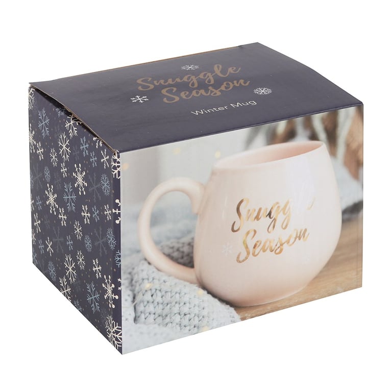 Snuggle Season Ceramic Mug - Cozy Pink Rose Gold Winter Mug