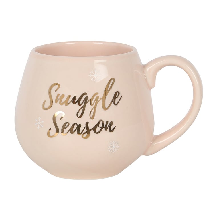 Snuggle Season Ceramic Mug - Cozy Pink Rose Gold Winter Mug