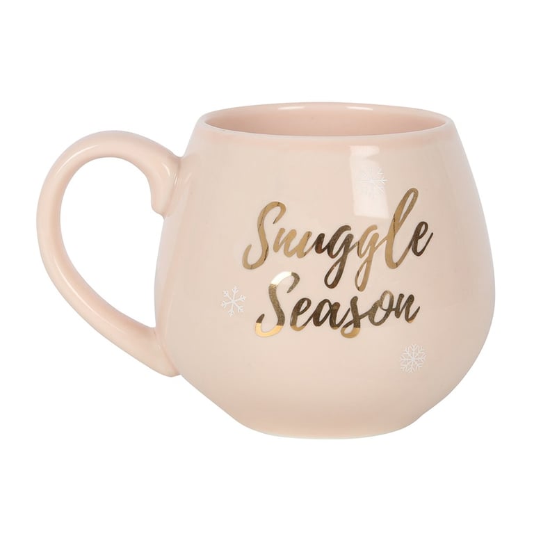 Snuggle Season Ceramic Mug - Cozy Pink Rose Gold Winter Mug