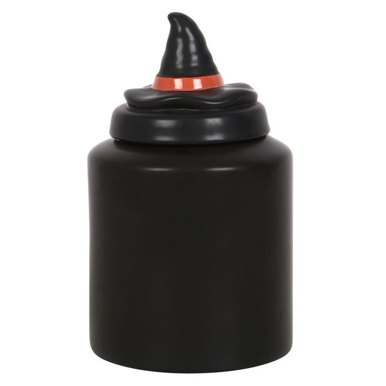 Witches Brew Ceramic Tea Canister with Witch Hat Lid, Hand Wash Only Kitchen Storage Jar