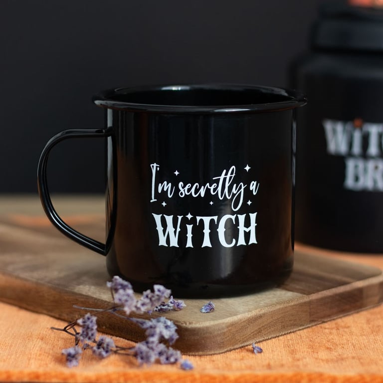 Secretly a Witch Enamel Mug - Hand Wash Only, Spooky Brews