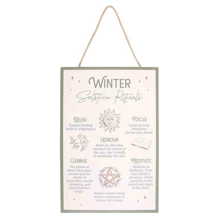 30cm Winter Solstice Rituals MDF Hanging Sign with Celebratory Decor and Traditional Practices