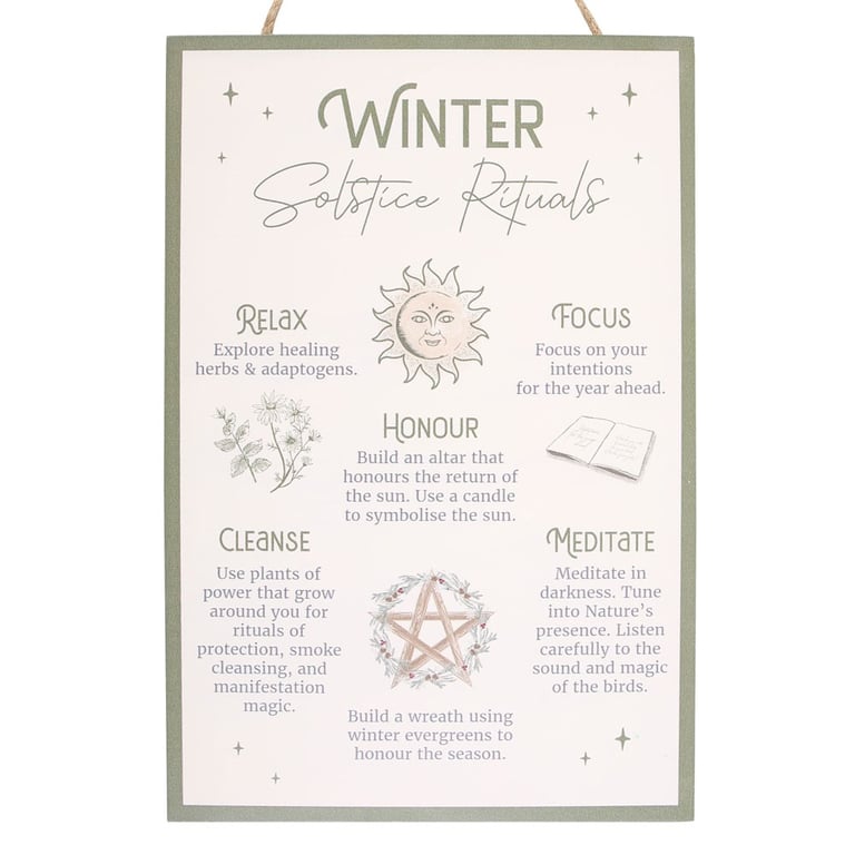 30cm Winter Solstice Rituals MDF Hanging Sign with Celebratory Decor and Traditional Practices