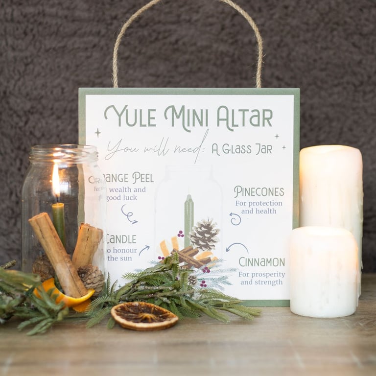 Yule Altar Sign - Winter Solstice Decor MDF Wall Hanging