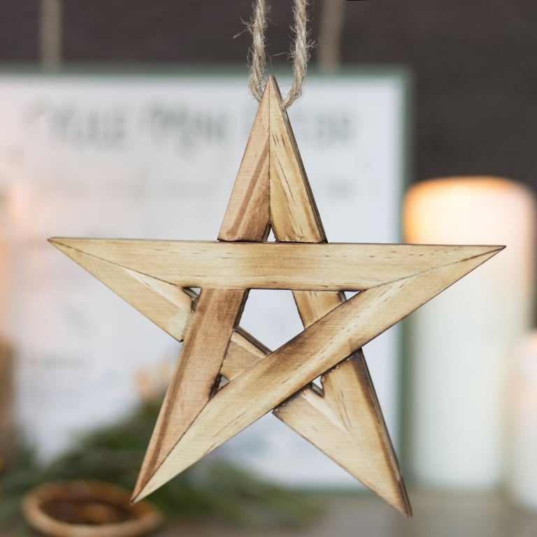 Hanging Wooden Pentagram Winter Solstice Decoration