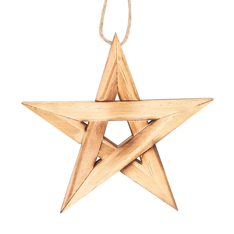 Hanging Wooden Pentagram Winter Solstice Decoration