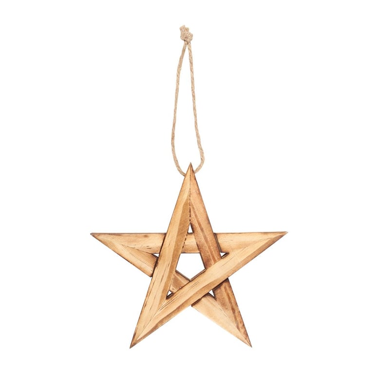 Hanging Wooden Pentagram Winter Solstice Decoration