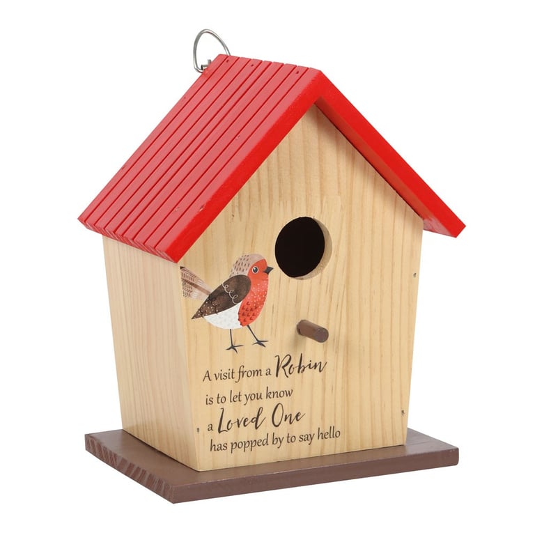 Garden Robin Bamboo Bird House - Meaningful Wooden Memorial Garden Accessory