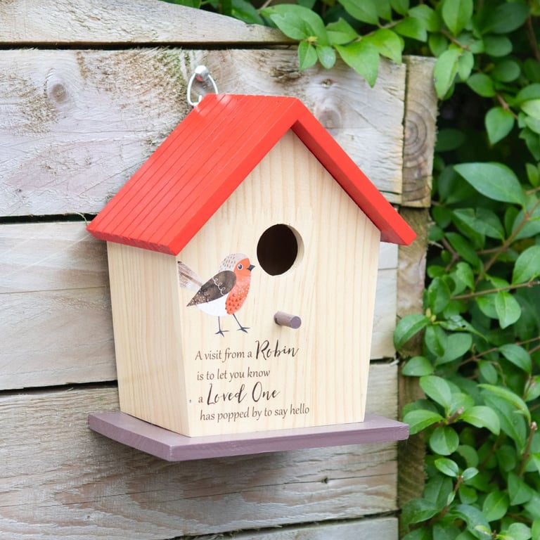 Garden Robin Bamboo Bird House - Meaningful Wooden Memorial Garden Accessory