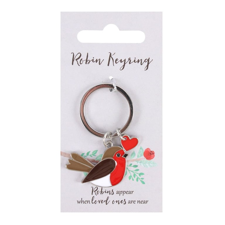 Garden Robin Keyring with Heart Charm - Sentimental Gift & Home Decor