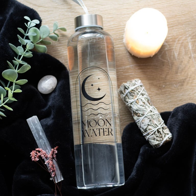 Moon Water Glass Bottle - 550ml Infused Water Vessel