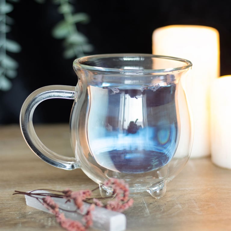 Double Walled Glass Cauldron Mug - Insulated Hot & Cold Beverage Mug 270ml