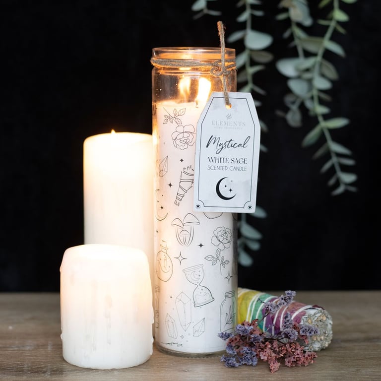 White Sage 7-Day Prayer Candle - Paraffin Wax for Home Cleansing and Protection