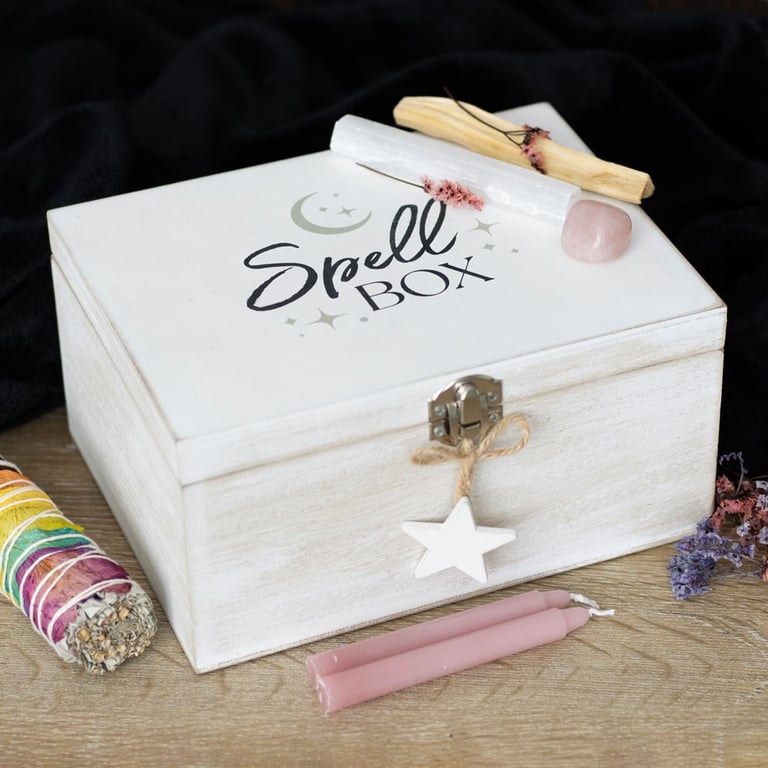 White Witch Spell Box - Star Charm Storage for Magickal Supplies