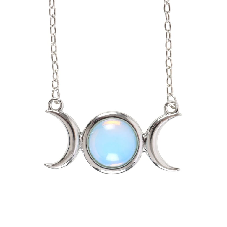 Opalite Triple Moon Necklace Card - Courage & Energy Blockage Removal Gift