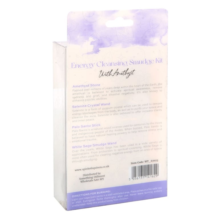 Amethyst Smudge Kit for Negative Energy Cleansing and Positivity Promotion