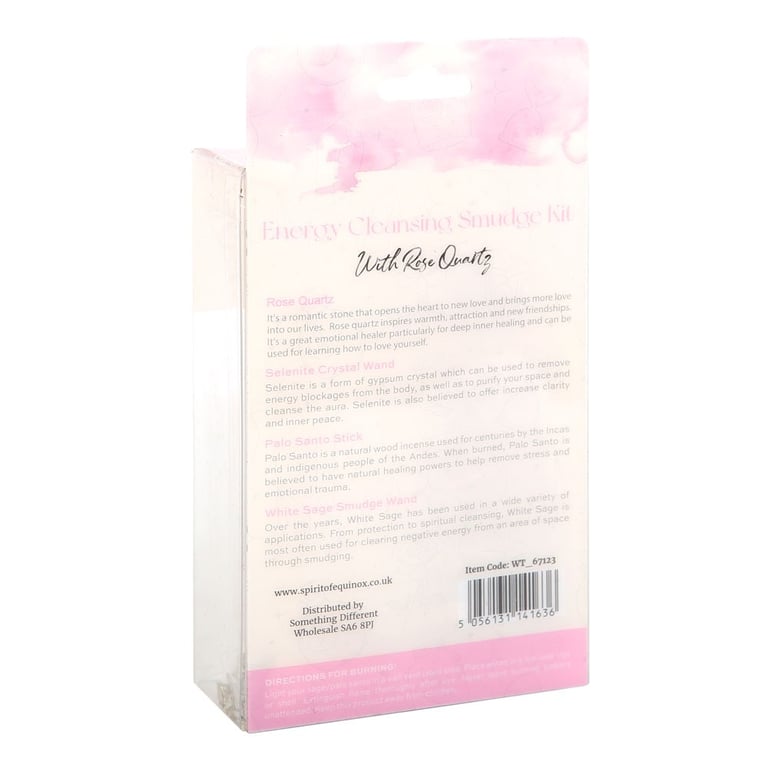 Rose Quartz Crystal Smudge Kit - Includes White Sage Bundle & Palo Santo Stick