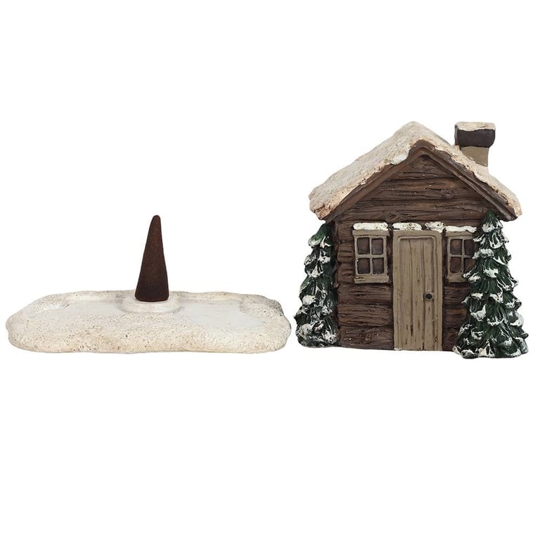 Log Cabin Incense Cone Burner - Winter Cozy Ambiance Home Decor