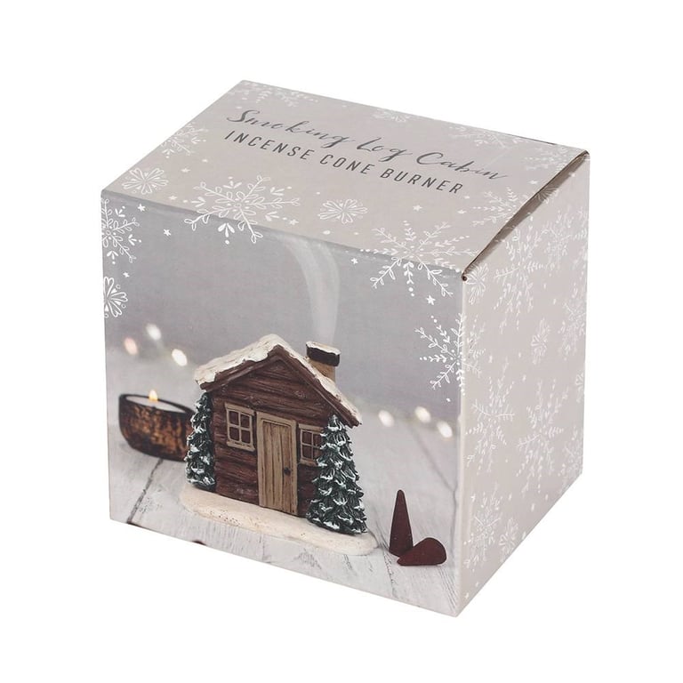Log Cabin Incense Cone Burner - Winter Cozy Ambiance Home Decor