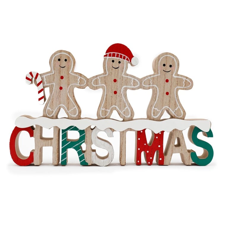 23cm Gingerbread Men Christmas Decoration - Festive Mantelpiece and Entryway Decor