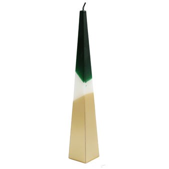 32cm Modern Green and Gold Dipped Pyramid Candle - Home Decor Accent