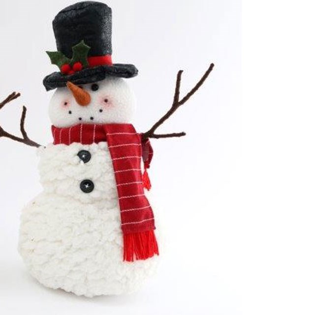 38cm Standing Christmas Snowman Decoration in Soft Fabric