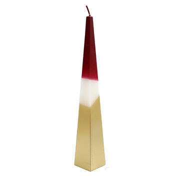 32cm Red and Gold Pyramid Candle - Elegant Home Decoration & Table Centerpiece