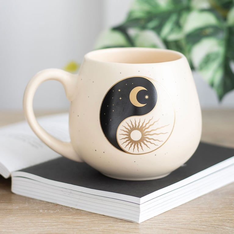 Yin Yang Rounded Mug - Balanced Design 500ml Hand Wash Mug for Home Zen Decor