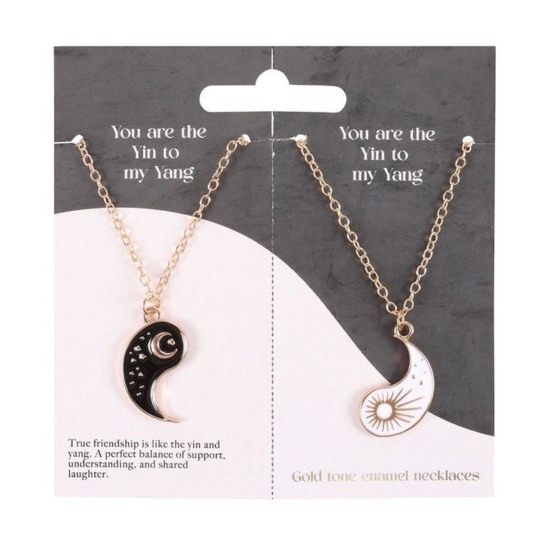 Yin Yang Best Friend Pendant Necklace Set - Balance of Light and Dark Symbolism