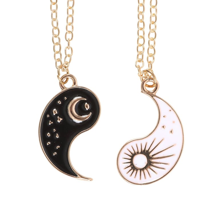 Yin Yang Best Friend Pendant Necklace Set - Balance of Light and Dark Symbolism