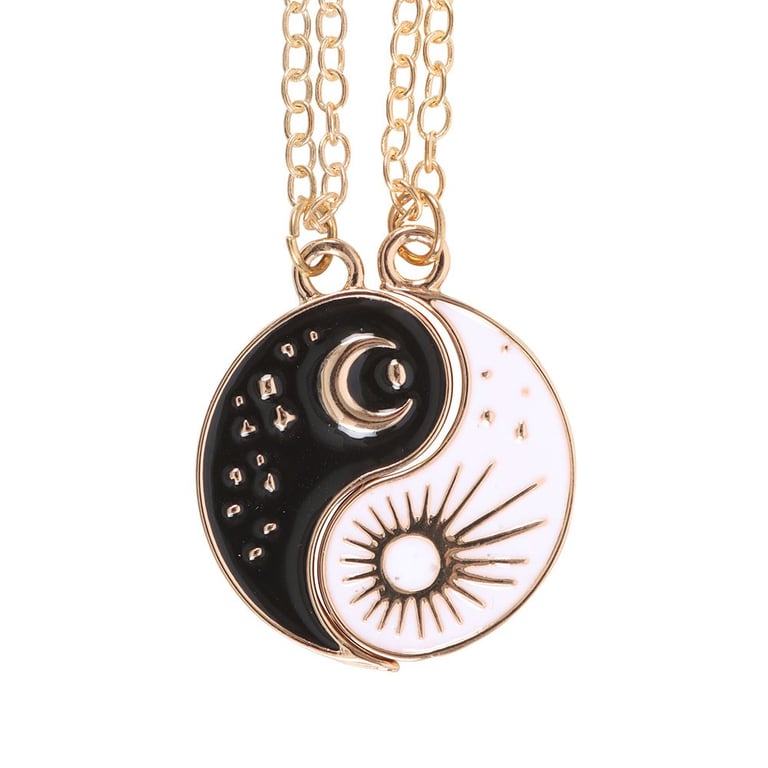 Yin Yang Best Friend Pendant Necklace Set - Balance of Light and Dark Symbolism
