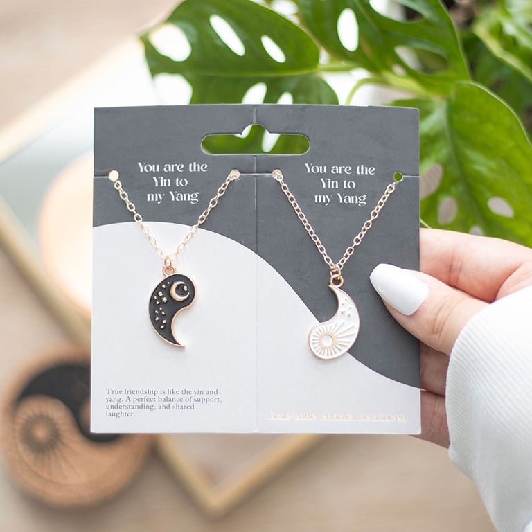 Yin Yang Best Friend Pendant Necklace Set - Balance of Light and Dark Symbolism