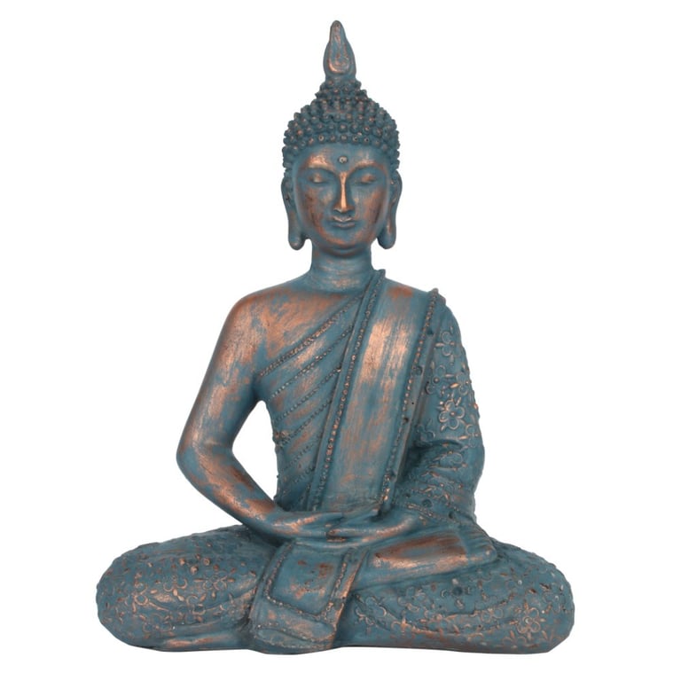 Blue 26cm Copper Buddha Statue - Home Decor and Meditation Companion