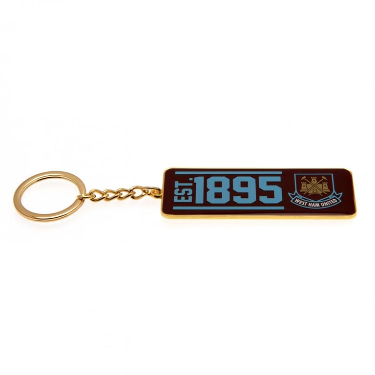 West Ham United FC Established Metal Keyring with Enamel Finish and Chain