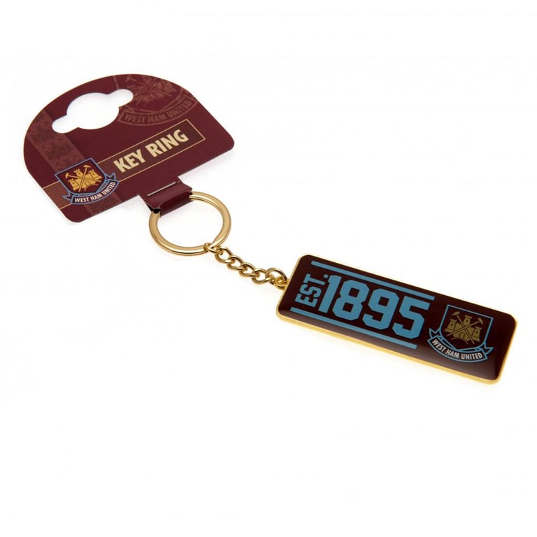 West Ham United FC Established Metal Keyring with Enamel Finish and Chain