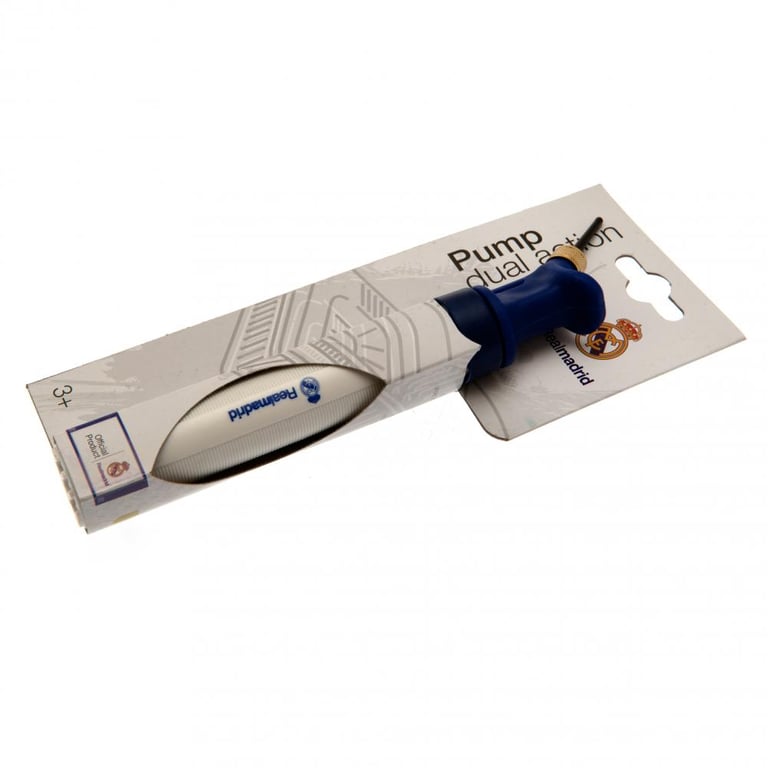 Real Madrid CF White Dual Action Mini Football Pump - Needle Included