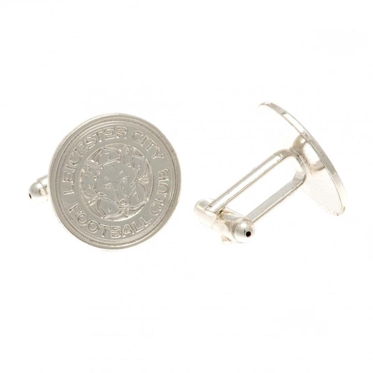 Leicester City FC Silver Plated Chrome Finish Detailed Crest Cufflinks